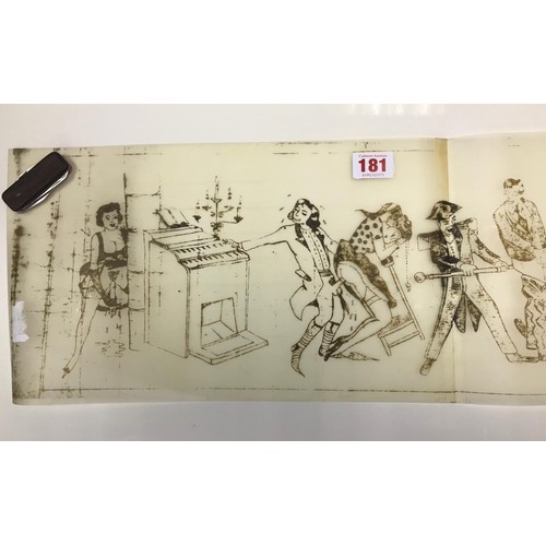 181 - A panorama on acetate of an aristocratic orgy, 132x25cm