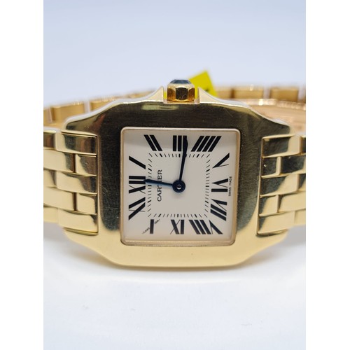 73 - Cartier 18K Santos Demoiselle Watch All Gold, 2004 Model. Quartz Movement. Cartier Reference 2702. C... 