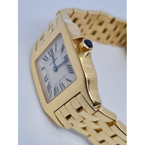 73 - Cartier 18K Santos Demoiselle Watch All Gold, 2004 Model. Quartz Movement. Cartier Reference 2702. C... 