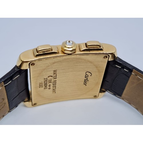 72 - Cartier Tank Francaise Chronograph watch with Custom Diamond Shoulders , 18ct Gold 28mm. With box, n... 