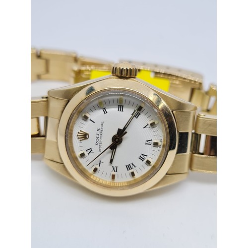 45 - Rolex 14ct All Gold Ladies Watch Factory Dial White. 1980 Model. 26mm diameter. Come with box, no pa... 