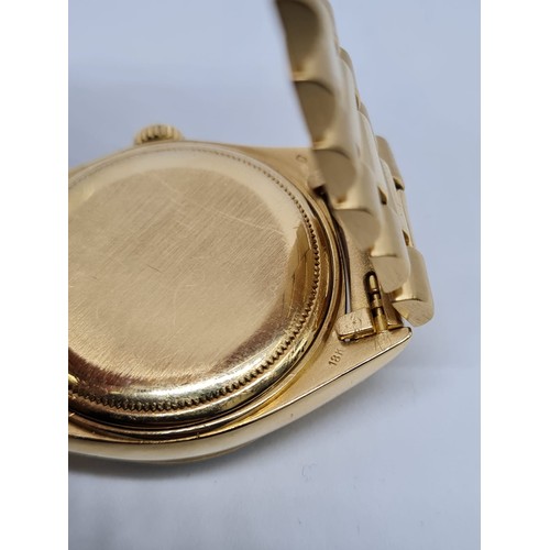 23 - 18ct GOLD Rolex Date Day Watch with Costumed Diamond Shoulders with Original Dial, 70s Model and 36m... 