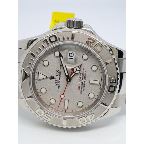 9 - Rolex Yacht-Master Perpetual Date Watch Platinum Bezel, 40mm face Year 2008. Come with box no papers... 