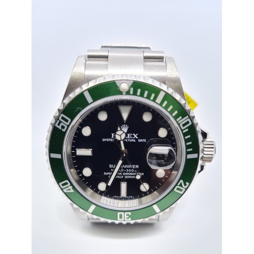 3 - Rolex Submariner Gents Watch with Green Bezel and Black Face. 40mm diameter. This is the anniversary... 