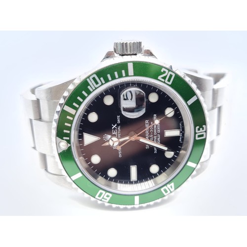 3 - Rolex Submariner Gents Watch with Green Bezel and Black Face. 40mm diameter. This is the anniversary... 