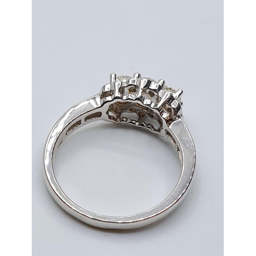 300 - 18ct white gold diamond cluster ring, weight 4.5g and 0.60ct diamonds approx size M