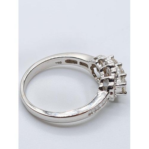 300 - 18ct white gold diamond cluster ring, weight 4.5g and 0.60ct diamonds approx size M