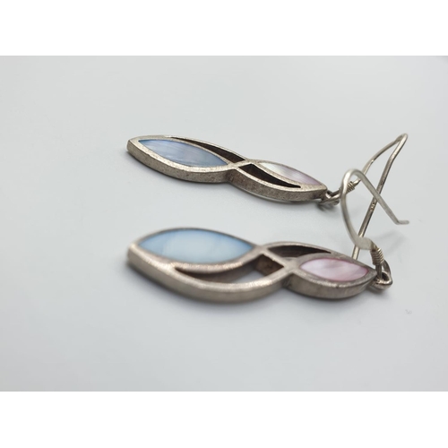 348 - Sterling Silver with Mother Of Pearl set drop earrings