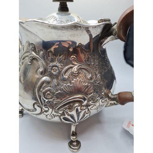 30 - An Ornate Silver Teapot with clear London Hallmark 1920,  766g weight and 15cm tall