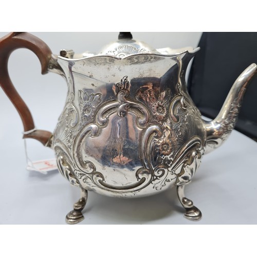 30 - An Ornate Silver Teapot with clear London Hallmark 1920,  766g weight and 15cm tall