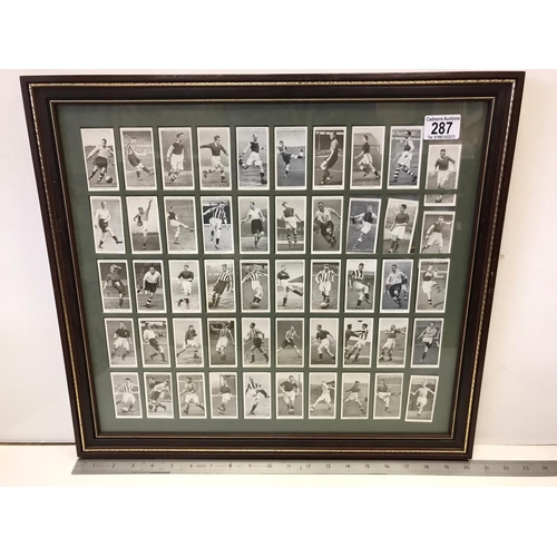 536 - 50 Framed Cigarette Cards of 1950's Football Players with Info on Reverse Side, 36x52cms