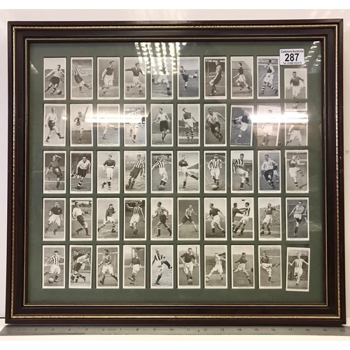 536 - 50 Framed Cigarette Cards of 1950's Football Players with Info on Reverse Side, 36x52cms