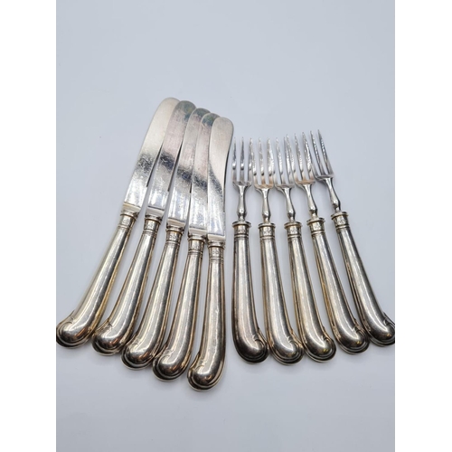 540 - Ten Cake Forks & Knives with Art Nouveau Detail, Total Weight 248 Grams.