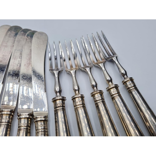 540 - Ten Cake Forks & Knives with Art Nouveau Detail, Total Weight 248 Grams.