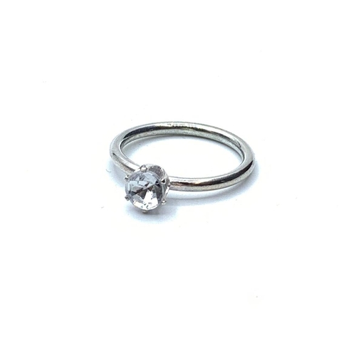 466 - Tested 9 Carat White Gold and White Stone Ring, Size P.