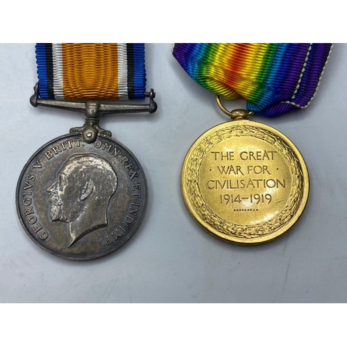 230 - 2 x 1914 - 1918  WWI Service MEDALS awarded to Gunner HJ Waller Royal Artillery.