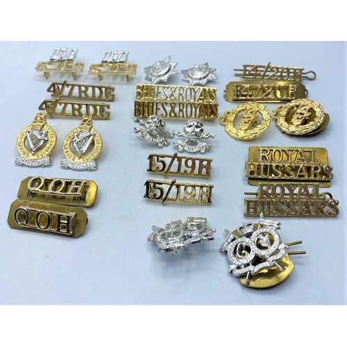 47 - 12 pairs of Military staybrite SHOULDER TITLES and collar badges.  Selection to include  Blues and R... 