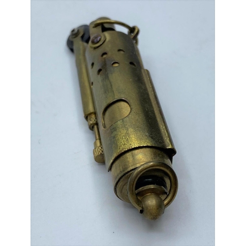 486 - Retro trench art lighter brass metal, 8cm approx