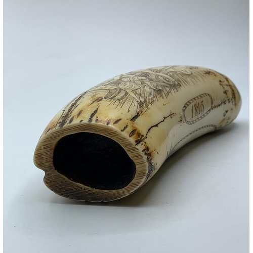 10 - 19th Century 'Trafalgar' Scrimshaw artwork Tusk.
An interesting 19th century scrimshaw type tusk rel... 