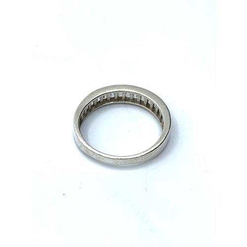 146 - Silver and Zirconia Ring in half eternity form, 925 Silver, Size T, In Presentation Box