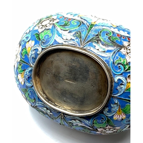 63 - RUSSIAN ENAMEL ON SILVER KAVSH CIRCA 1870, WEIGHT 275G AND 16.5CM OVERALL LENGTH