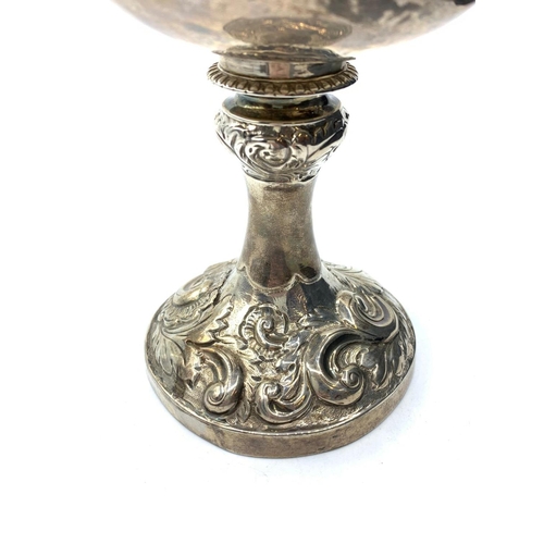 67 - H/M SILVER CHALICE MADE IN 1831 BY JOHN EDWARDS PERRY WITH HAND EMBOSSED BOVINE FARM SCENES, WEIGHT ... 