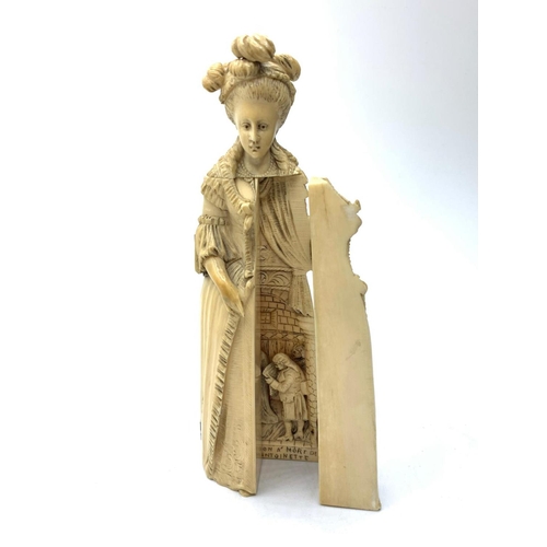 77 - HAND CARVED FRENCH IVORY HINGED OPENING FIGURE DEPICTING THE SENTENCING OF MARIE ANTOINETTE CIRCA 17... 