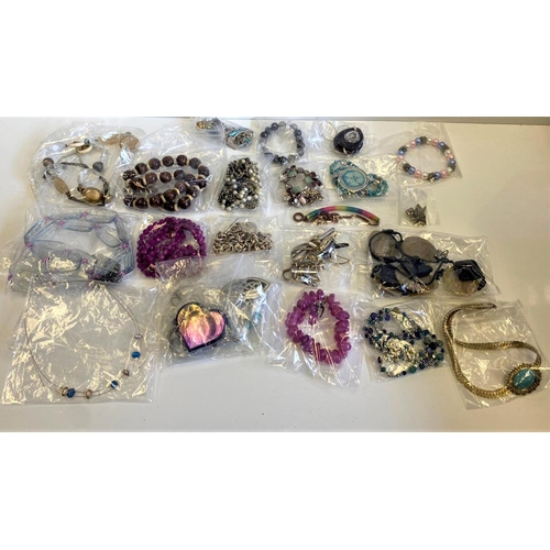 388 - Box of 100 plus items of COSTUME JEWELLERY.  Includes bracelets, necklaces, bangles, rings. Most ite... 