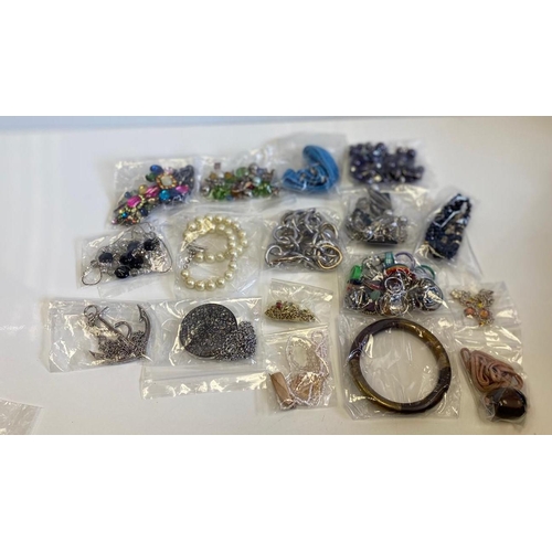 388 - Box of 100 plus items of COSTUME JEWELLERY.  Includes bracelets, necklaces, bangles, rings. Most ite... 