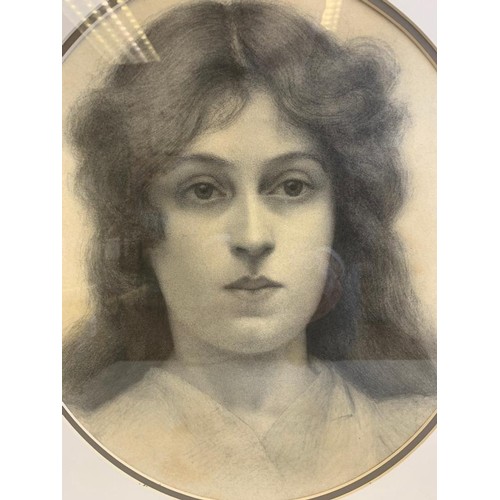 341 - An early PORTRAIT in charcoal by unknown artist.  51 x 47 cm.