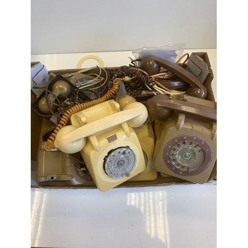 437 - Box of 1960's BT Telephones and spare parts.