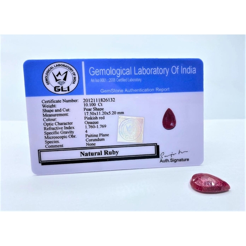 440 - 10.10ct Teardrop shaped natural ruby gemstone