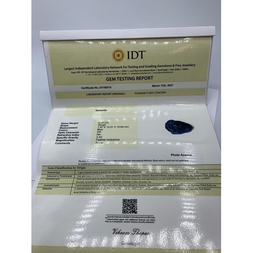 488 - 9.59ct Natural Tanzanite Rough with IDT Certificate