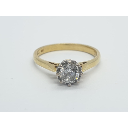 124 - 18CT Y/G DIAMOND SOLITAIRE RING, WEIGHT 3G AND 0.35CT DIAMOND APPROX SIZE M1/2