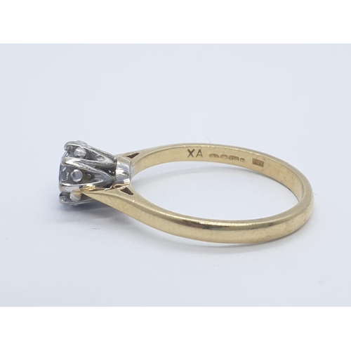 124 - 18CT Y/G DIAMOND SOLITAIRE RING, WEIGHT 3G AND 0.35CT DIAMOND APPROX SIZE M1/2