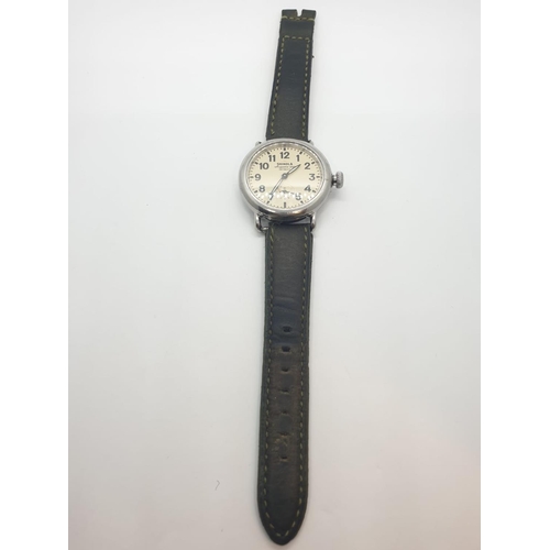 152 - SHINOLA ARGONITE 1069 DETROIT STEEL STRAP WATCH ( STRAP NEEDS A NEW BUCKLE ) NEW BATTERY FITTED RECE... 