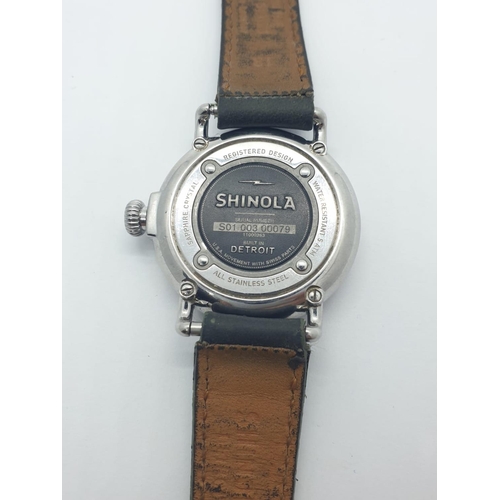 152 - SHINOLA ARGONITE 1069 DETROIT STEEL STRAP WATCH ( STRAP NEEDS A NEW BUCKLE ) NEW BATTERY FITTED RECE... 