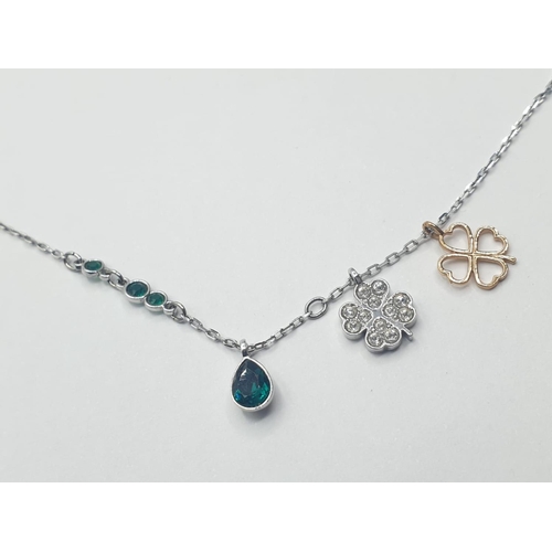 201 - SWAROVSKI 4 LEAF CLOVER GOOD LUCK PENDANT AND NECKLACE, 49CM LONG APPROX