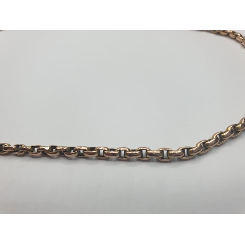 205 - 9ct rose gold belcher necklace, weight 15.3g and 50cm long approx