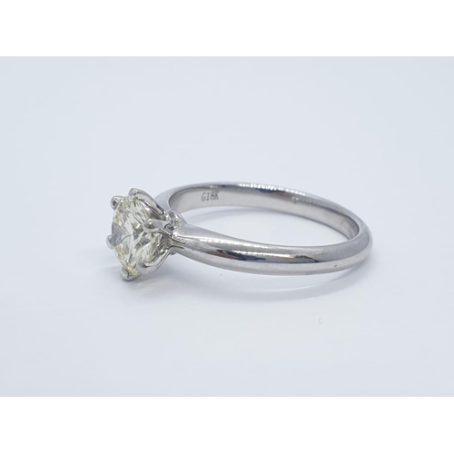 24 - 18CT W/G WITH 1CT DIAMOND SOLITAIRE RING 6 CLAW SETTING (VS2), WEIGHT 3.4G AND SIZE L