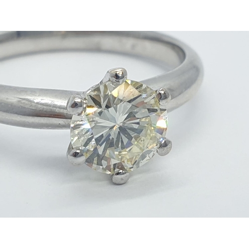 24 - 18CT W/G WITH 1CT DIAMOND SOLITAIRE RING 6 CLAW SETTING (VS2), WEIGHT 3.4G AND SIZE L