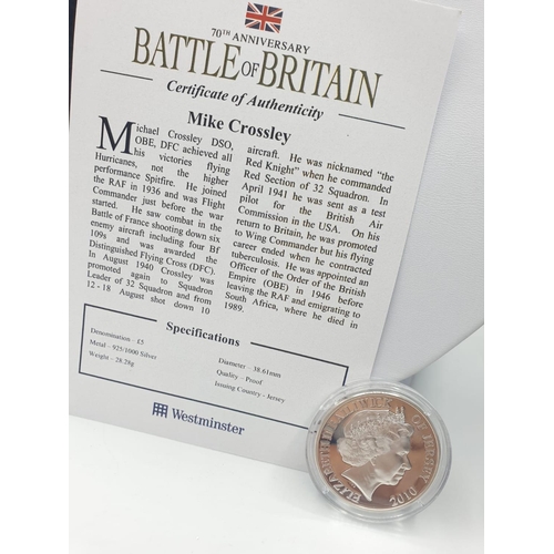 241 - Silver five pound coin, 2010, Battle of Britain Anniversary, This particular coin in honour of Pilot... 