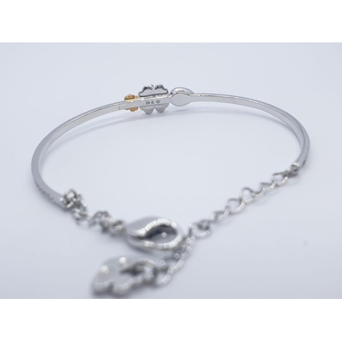 264 - SWAROVSKI 4 LEAF CLOVER BANGLE 6CM WIDE APPROX