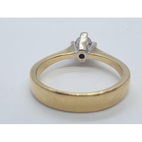 43 - 18CT Y/G DIAMOND SOLITAIRE RING, WEIGHT 4.8G AND 0.35CT DIAMOND APPROX SIZE N1/2