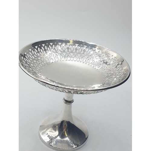 82 - Vintage silver Tazza having pierced filigree feature to top with Hallmarked trumpet base.  Clear Hal... 