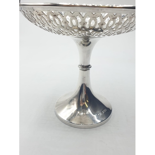 82 - Vintage silver Tazza having pierced filigree feature to top with Hallmarked trumpet base.  Clear Hal... 