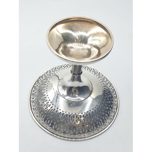 82 - Vintage silver Tazza having pierced filigree feature to top with Hallmarked trumpet base.  Clear Hal... 