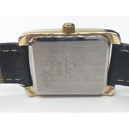 312 - Gentleman's wristwatch by LIMIT. Having square cream face and black 'crocodile' strap. Quartz moveme... 