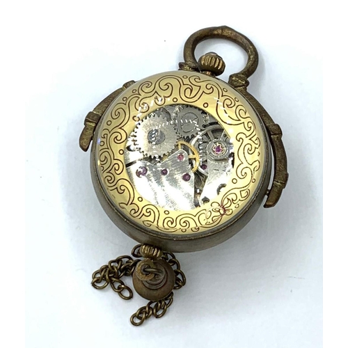 361 - Chinese Brass Ball Clock-Mechanical Wind, Working Order