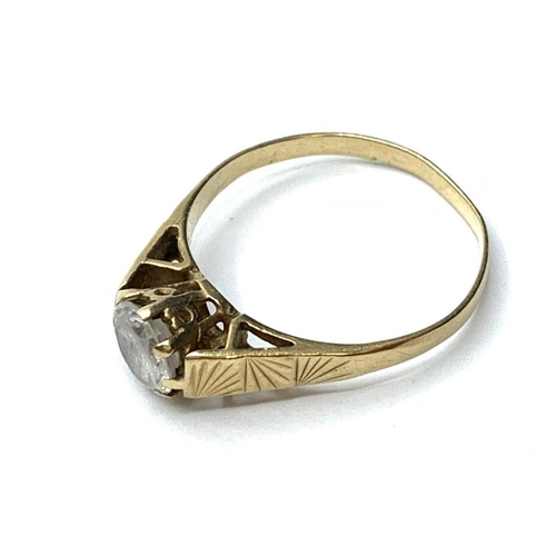 409 - Vintage Ladies 9 Carat Yellow Gold and White Stone Ring, Size P.